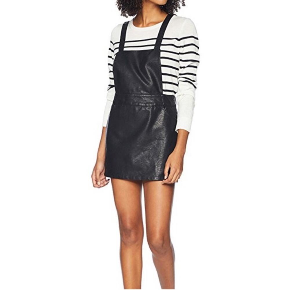 Jack BB Dakota Twice Shy Vegan Leather Pinafore Overall Dress Small